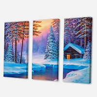 Designart - Old Cabin In Winter Forest I