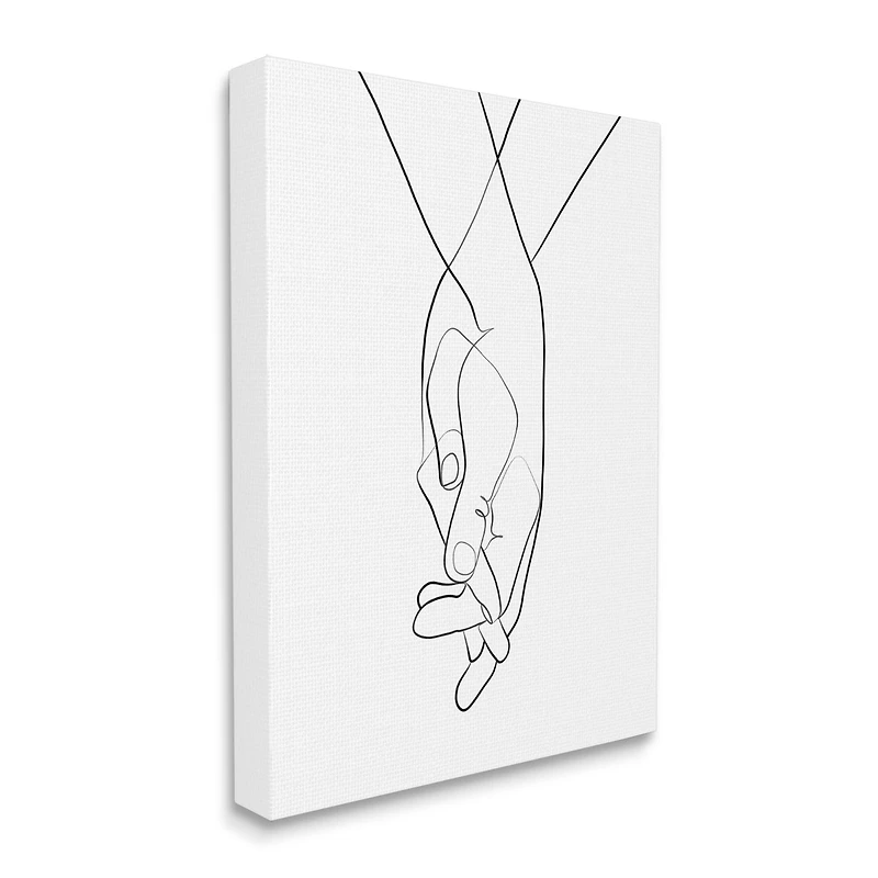 Stupell Industries Hands Intertwined Romantic Gesture Minimal Linework Canvas Wall Art