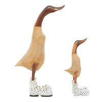Brown Bamboo Coastal Duck Sculpture Set