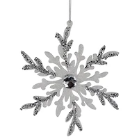 Glitter Snowflakes Christmas Ornaments - 6" - White and Silver - 4ct