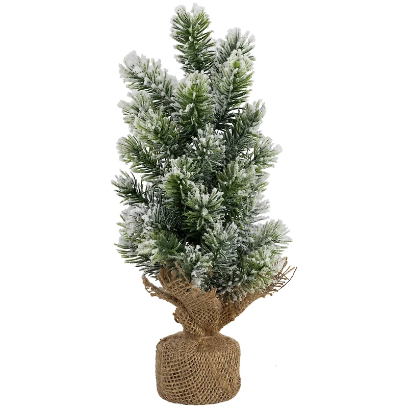8.5", 12.5", & 17.5" Unlit Flocked Pine Artificial Christmas Trees with Burlap Base Set