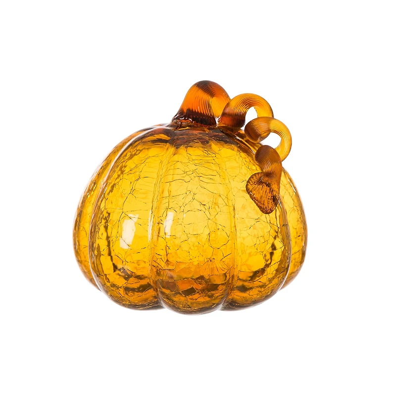 Glitzhome® Amber Crackle Glass Pumpkin Set
