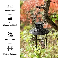 Glitzhome® 9.75" Black Metal Wire Solar Powered Hanging Lantern, 2ct.