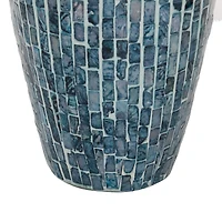 Blue Mother of Pearl Handmade Vase 8" x 8" x 19"