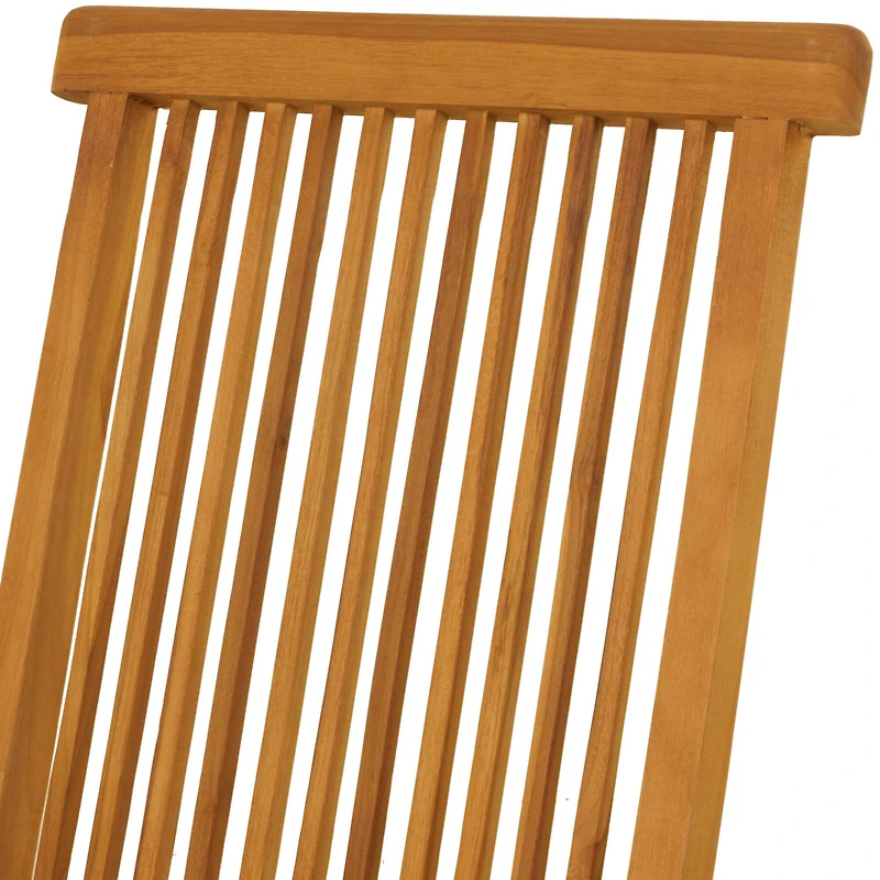 36" Brown Teak Wood Folding Outdoor Dining Chair Set