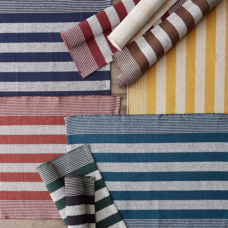 DII® Cabana Stripe Handwoven Recycled Yarn Rug