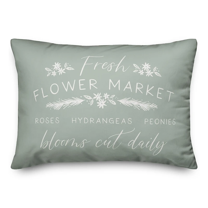 Mint Flower Market Throw Pillow