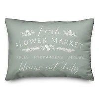 Mint Flower Market Throw Pillow