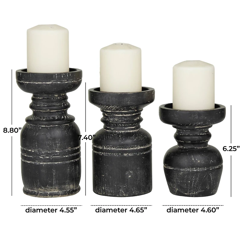 Black Traditional Candle Holder Set