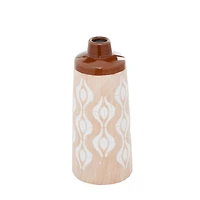 Tan Porcelain Traditional Vase 12" x 5" x 5"