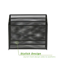 Mind Reader Black 3-Tier Jumbo Metal Mesh File Holder, Desktop File Box, Magazine & Document Organizer