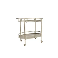 Hello Honey® 30" Beige 2-Tier Metal Bar Cart With Locking Caster Wheels