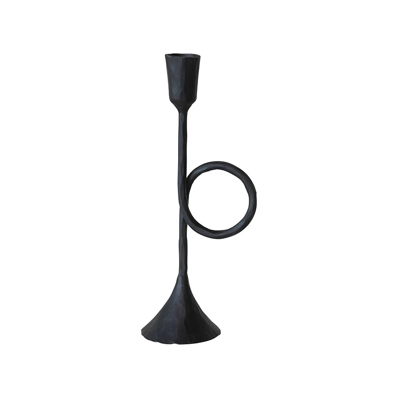 Hello Honey® Black 9.5" Cast Metal Taper Candle Holder with Handle