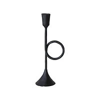 Hello Honey® Black 9.5" Cast Metal Taper Candle Holder with Handle