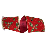 JAM Paper 2.5" x 10yd. Burgundy Glitter Holly Wired Velvet Ribbon