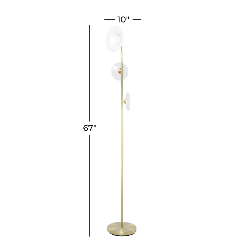 Gold Iron Modern Floor Lamp, 67" x 10" x 10"