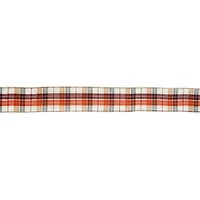 1.5" x 10yd. Orange & White Plaid Faux Linen Wired Ribbon by Celebrate It® 