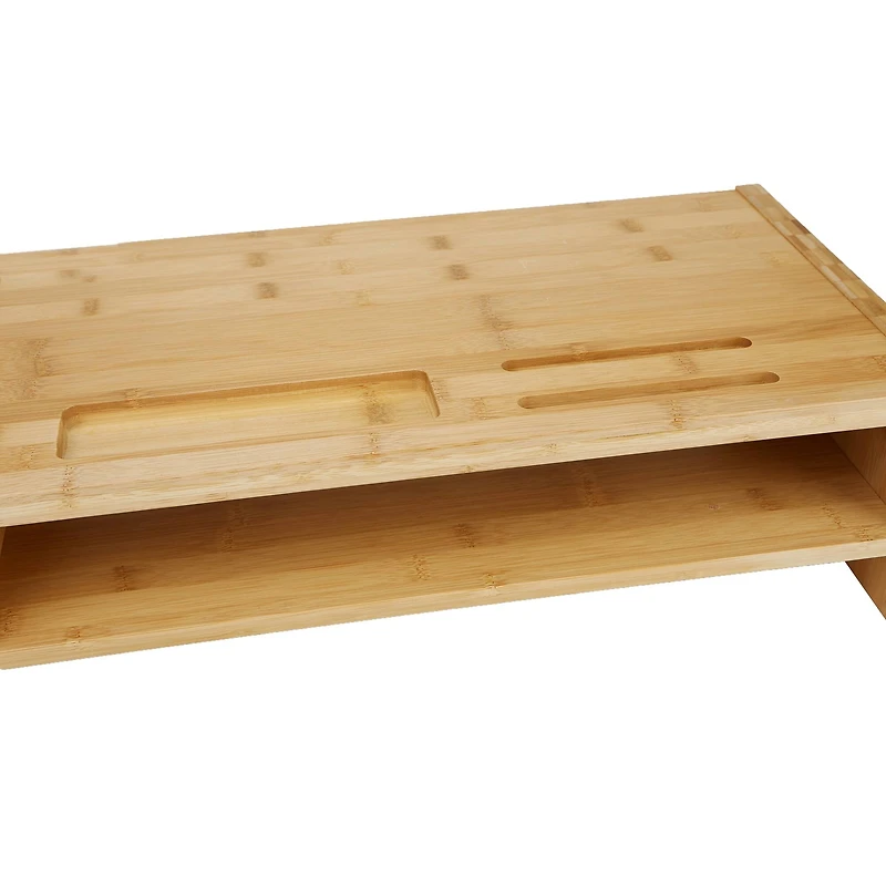 Mind Reader Brown 6 Compartment Monitor Stand Organizer