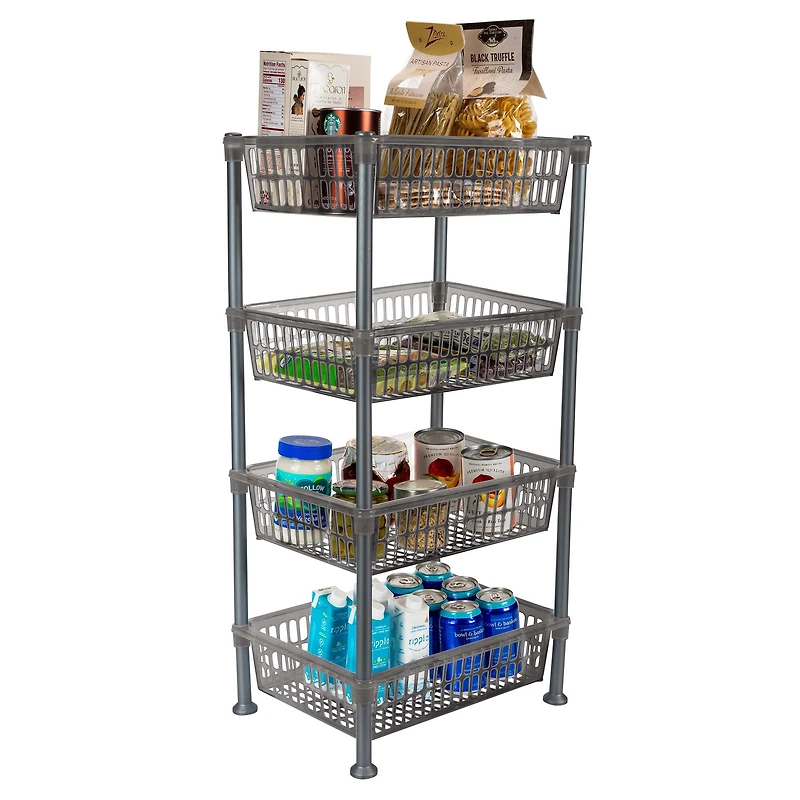 Kitchen Details Smoke Gray 4-Tier Slim Shelf