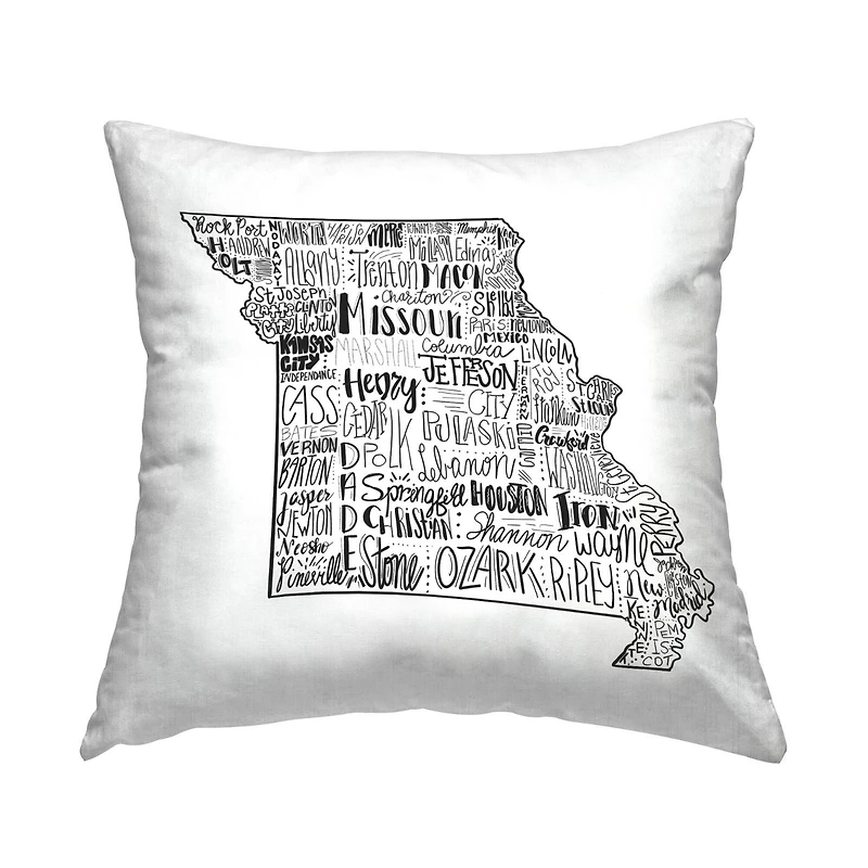 Stupell Industries Missouri State Shape Typography Cities Map Throw Pillow, 18" x 18"