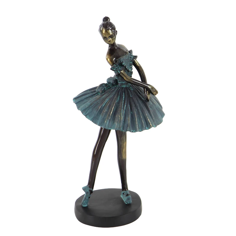 Set of 3 Teal Polystone Traditional Dancer Sculpture