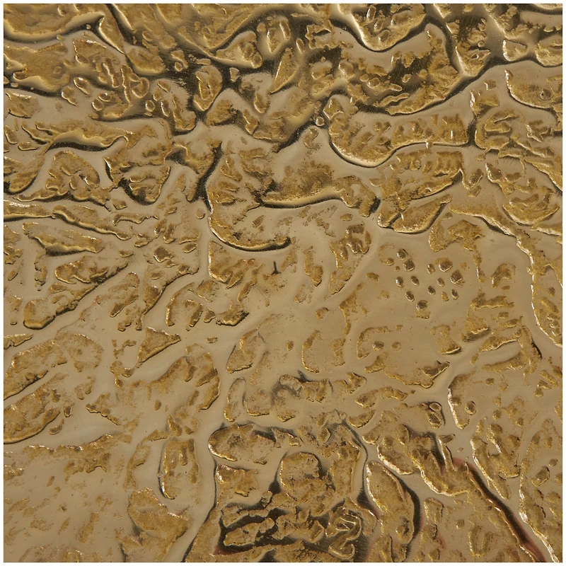 Gold Aluminum Geometric Slim Textured Accent Table