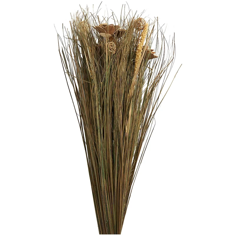 41" Brown Dried Plant Floral Bouquet Grass Natural Foliage with Deco Ball Accents