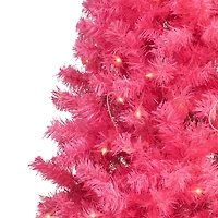 7ft. Pre-Lit Pink Artificial Tinsel Christmas Tree, Clear Lights