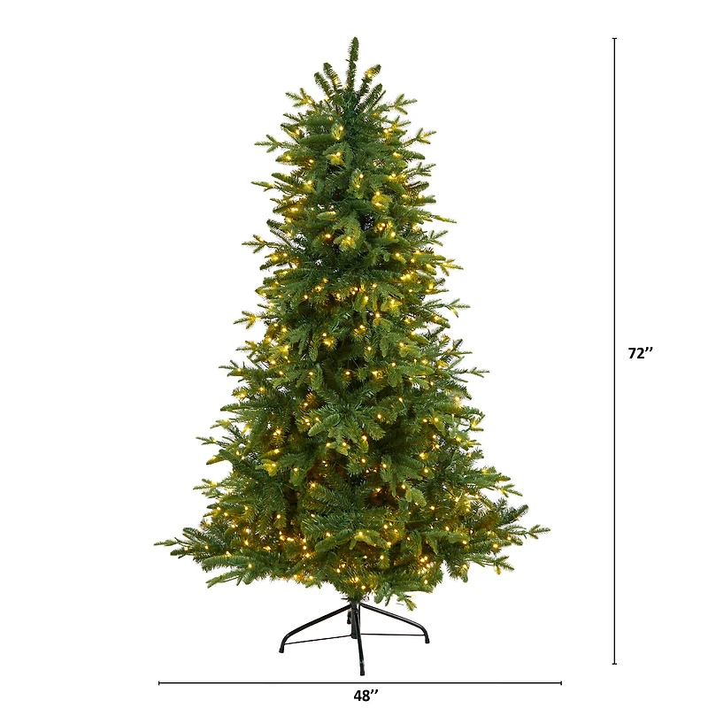 6ft. Pre-Lit Montreal Spruce Artificial Christmas Tree, White LED Lights