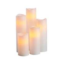 White 5 Piece LED Wax Pillar Candle Set by Ashland®