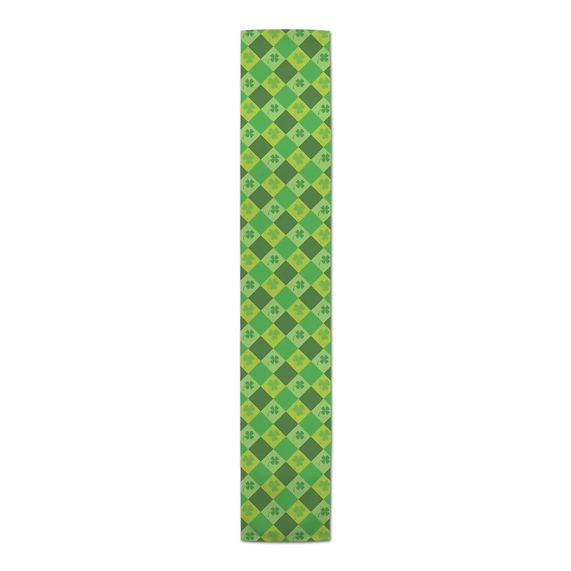 St. Patrick's Day Diamond Argyle Clover Twill Table Runner