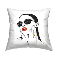 Stupell Industries I Don't Care Glam Fashion Shades Woman Portrait Throw Pillow, 18" x 18"