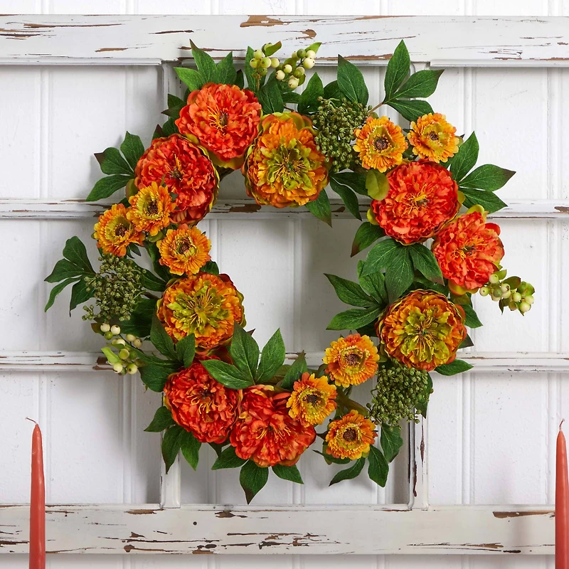 24” Peony and Mum Wreath