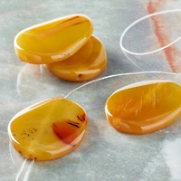 Amber Dyed Fire Agate Oval Beads, 40mm by Bead Landing™