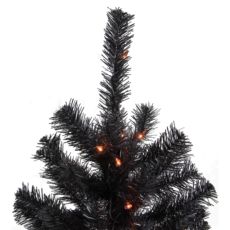 3ft. Pre-Lit Black Noble Spruce Artificial Halloween Tree, Orange Lights