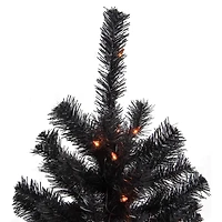 3ft. Pre-Lit Black Noble Spruce Artificial Halloween Tree, Orange Lights