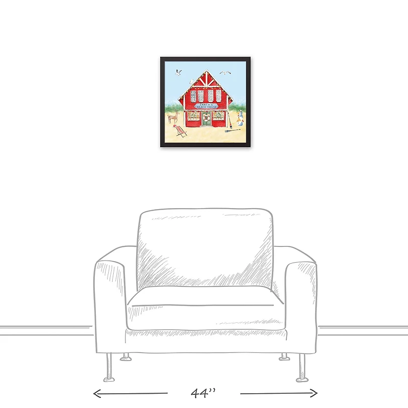 18" Santa's Beach House Christmas Framed Wall Canvas
