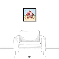 18" Santa's Beach House Christmas Framed Wall Canvas