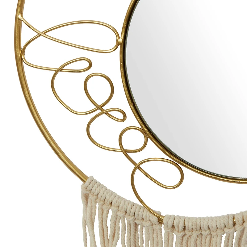 Gold Metal Contemporary Hanging Wall Mirrors Set