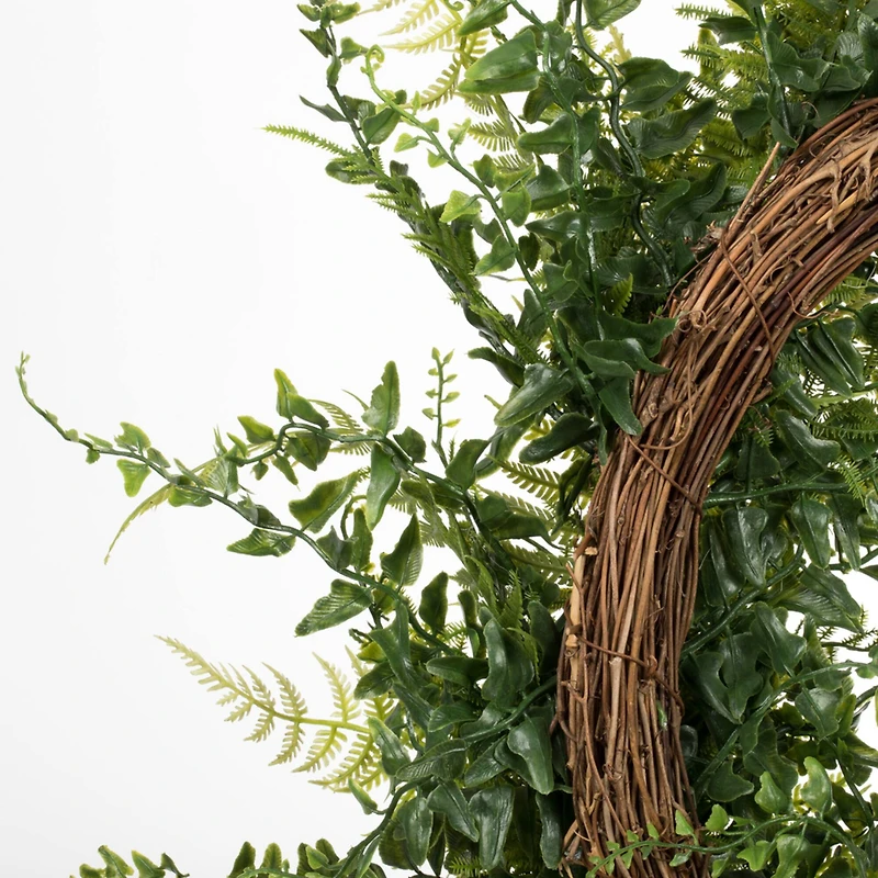 24" Green Buckler Fern & Grass Wreath