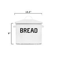 Hello Honey® 13.5" Enameled Metal Distressed White Bread Box with Lid