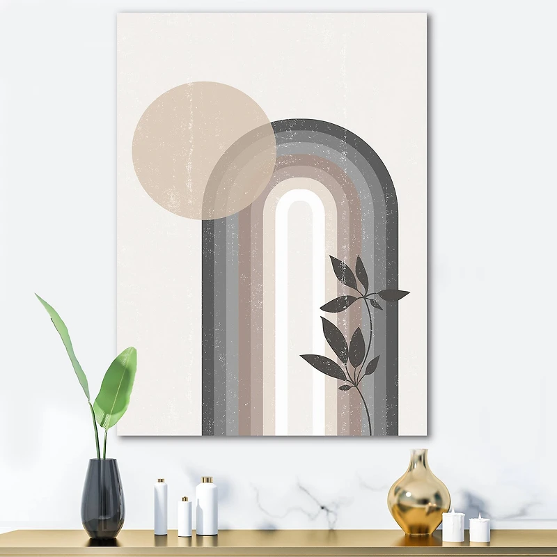 Designart - Abstract Rainbow Sun and Moon In Earth Tones III