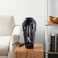 15" Black Aluminum Drip Vase with Melting Designed Body