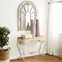 White Farmhouse Metal Console Table, 32" x 42"