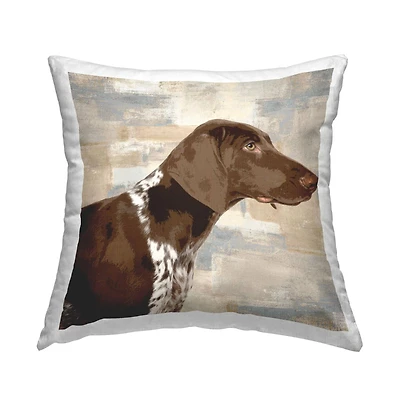 Stupell Industries Pointer Dog Side Portrait Soft Cross Hatch Pattern Throw Pillow 18" x 18"