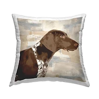 Stupell Industries Pointer Dog Side Portrait Soft Cross Hatch Pattern Throw Pillow 18" x 18"