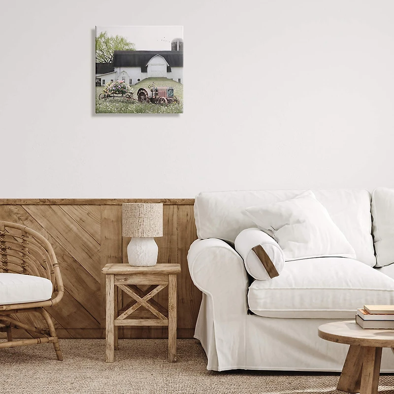 Stupell Industries Floral Tractor and Flower Field Barn Canvas Wall Art