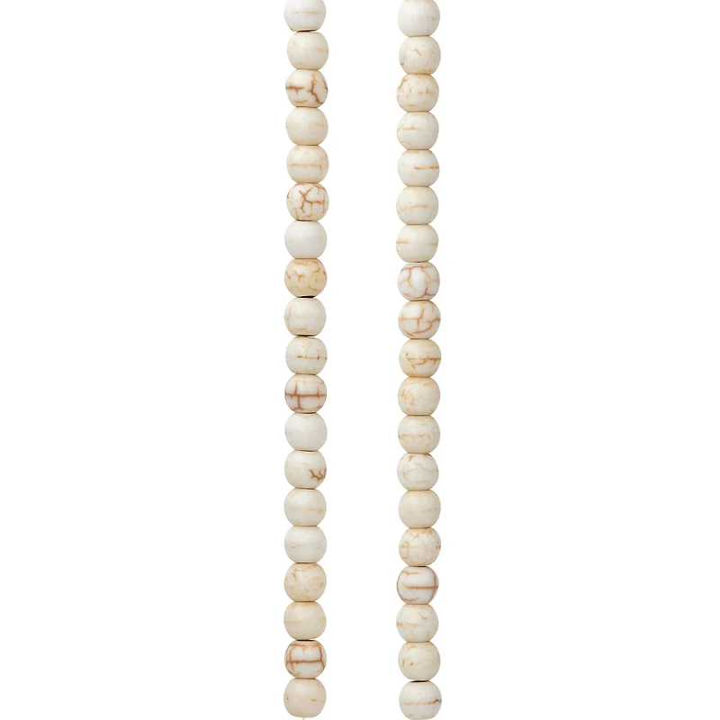 12 Pack:  White Howlite Round Beads, 4mm by Bead Landing™