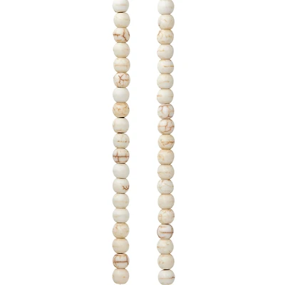 12 Pack:  White Howlite Round Beads, 4mm by Bead Landing™