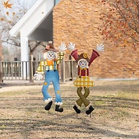 Glitzhome® 36" Fall Metal Scarecrow Yard Stake Set